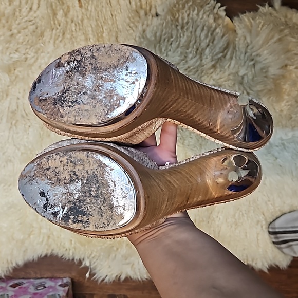 MARCIANO FISH SKIN PLATFORM HEELS - Picture 6 of 11